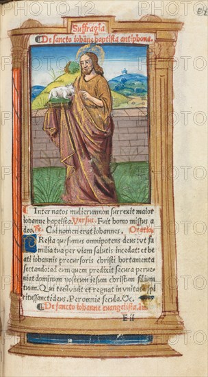 Printed Book of Hours (Use of Rome):  fol. 98r, St. John the Baptist, 1510. Guillaume Le Rouge (French, Paris, active 1493-1517). 112 Printed folios on parchment, bound