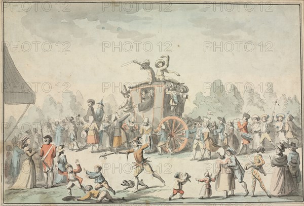 Scène de Carnaval. Philibert Louis Debucourt (French, 1755-1832). Pen and black ink and watercolor; sheet: 30.6 x 44.5 cm (12 1/16 x 17 1/2 in.).