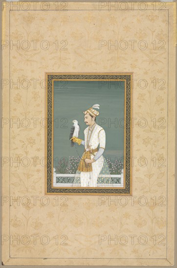 Portrait of a Prince with a Hawk, 1700s. India, Mughal, 18th century. Opaque watercolor on paper; sheet: 44 x 28.7 cm (17 5/16 x 11 5/16 in.); image: 17.7 x 11.8 cm (6 15/16 x 4 5/8 in.).
