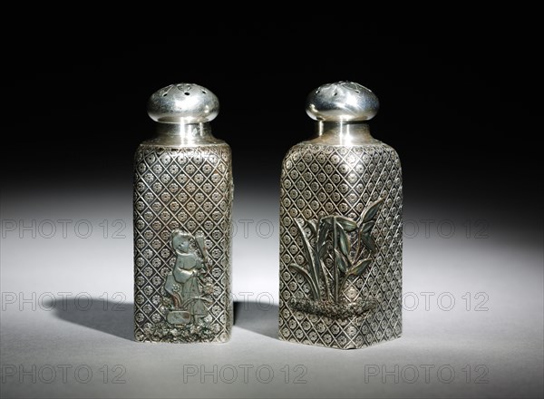 Salt and Pepper Shakers, c.1875-1885. Gorham Manufacturing Company (American, founded 1831). Silver and mixed metals; overall: 7.5 x 3 x 3 cm (2 15/16 x 1 3/16 x 1 3/16 in.).