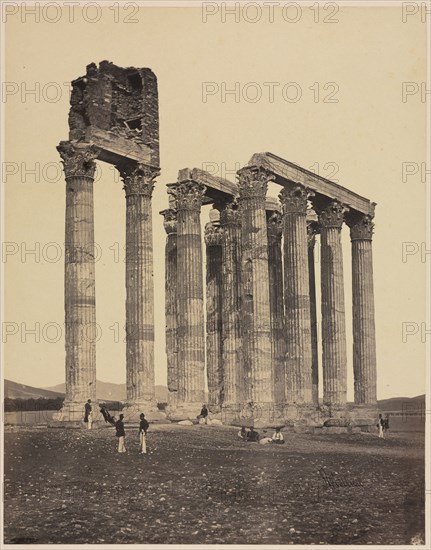 Temple of Jupiter Olympius, c. 1853. James Robertson (British, 1813 (?)-aft 1865). Albumen print; image: 31.9 x 25 cm (12 9/16 x 9 13/16 in.); mounted: 58.1 x 46.4 cm (22 7/8 x 18 1/4 in.); paper: 31.9 x 25 cm (12 9/16 x 9 13/16 in.); matted: 50.8 x 61 cm (20 x 24 in.).