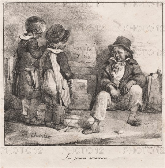 Charlet's first lithographic album: Recueil de Croquis a L'usage des petits Enfans, Paris: Sketch Book for the Use of  Small Children: The Young Amateurs, 1822. Nicolas Toussaint Charlet (French, 1792-1845), Gihaut. Lithograph