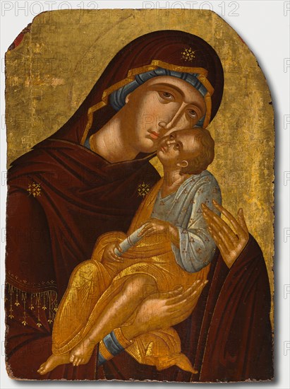 Icon of the Mother of God and Infant Christ (Virgin Eleousa), c. 1425-1450. Attributed to Angelos Akotantos (Greek, c. 1450). Tempera and gold on wood panel; unframed: 96 x 70 cm (37 13/16 x 27 9/16 in.).