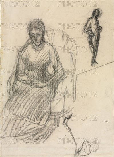 Study of Madame Marie Cantacuzène; Study of Standing Female Nude, c. 1883. Pierre Puvis de Chavannes (French, 1824-1898). Black chalk; sheet: 29.4 x 22.6 cm (11 9/16 x 8 7/8 in.).