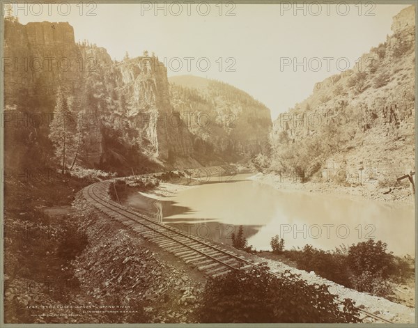 Echo Cliffs, Canyon of the Grand River, Glenwood Extension, Colorado, 1885. William Henry Jackson (American, 1843-1942). Photocrom; image: 42.2 x 54.2 cm (16 5/8 x 21 5/16 in.); mounted: 51.3 x 62.6 cm (20 3/16 x 24 5/8 in.); second mount: 61.9 x 72.5 cm (24 3/8 x 28 9/16 in.); paper: 42.2 x 54.2 cm (16 5/8 x 21 5/16 in.); matted: 71.1 x 81.3 cm (28 x 32 in.).