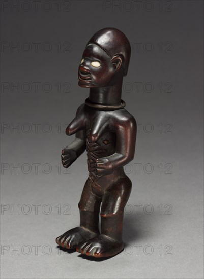 Female Figurine, late 1800s-early 1900s. Central Africa, Republic of the Congo, Beembe people. Wood, ceramic, copper alloy; overall: 17 x 5.8 x 4.2 cm (6 11/16 x 2 5/16 x 1 5/8 in.)