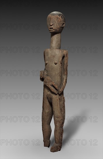 Figure of a Pair, late 1800s-early 1900s. Central Africa, Democratic Republic of the Congo or Central African Republic (most likely), possibly Monzombo people. Wood, iron; overall: 145 x 26.8 x 23.3 cm (57 1/16 x 10 9/16 x 9 3/16 in.)
