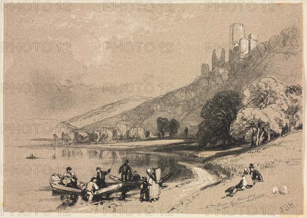 Sketches at Home and Abroad: Ruins of Schonberg on the Rhine, 1834. James Duffield Harding (British, 1798-1863), Charles Tilt, Fleet Street. Lithograph in black and gray; sheet: 10.4 x 14.6 cm (4 1/8 x 5 3/4 in.); image: 10.4 x 14.6 cm (4 1/8 x 5 3/4 in.); secondary support: 41.5 x 55.6 cm (16 5/16 x 21 7/8 in.).