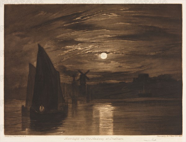 Moonlight on the Medway at Chatham, 1920. After Frank Short (British, 1857-1945), Joseph Mallord William Turner (British, 1775-1851). Mezzotint; sheet: 30.8 x 43.6 cm (12 1/8 x 17 3/16 in.); platemark: 20.6 x 27 cm (8 1/8 x 10 5/8 in.)