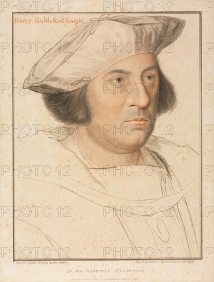 Sir Henhy Guldeford, 1792. Francesco Bartolozzi (British, 1727-1815), John Chamberlaine, after Hans Holbein (German, c. 1465-1524). Color stipple engraving; sheet: 54.6 x 41.4 cm (21 1/2 x 16 5/16 in.); platemark: 45.4 x 35.6 cm (17 7/8 x 14 in.).