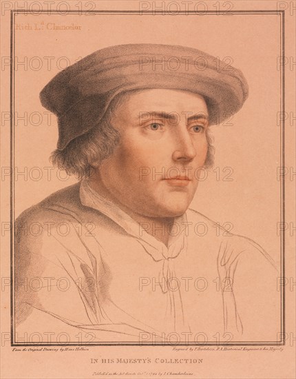 Lord Rich, 1794. Francesco Bartolozzi (British, 1727-1815), John Chamberlaine, after Hans Holbein (German, c. 1465-1524). Color stipple engraving; sheet: 40.9 x 33.3 cm (16 1/8 x 13 1/8 in.); platemark: 39 x 31.6 cm (15 3/8 x 12 7/16 in.); secondary support: 54.6 x 41.9 cm (21 1/2 x 16 1/2 in.)