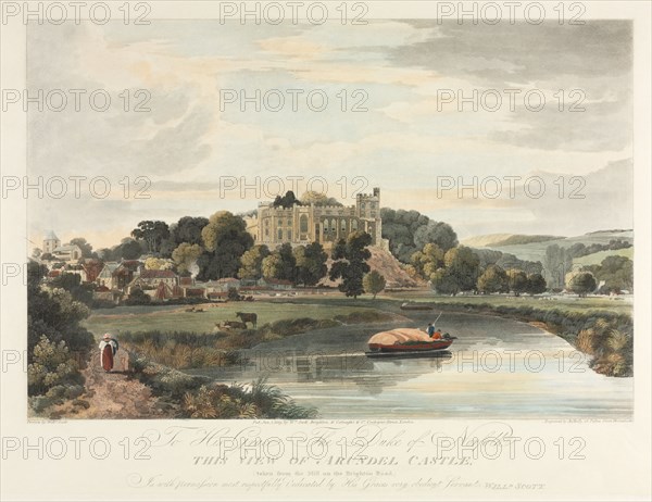 This View of Arundel Castle, 1819. John Baily (British), Wm Scott, after William Scott (British). Color aquatint; sheet: 54.1 x 68.2 cm (21 5/16 x 26 7/8 in.); platemark: 42.5 x 57 cm (16 3/4 x 22 7/16 in.)