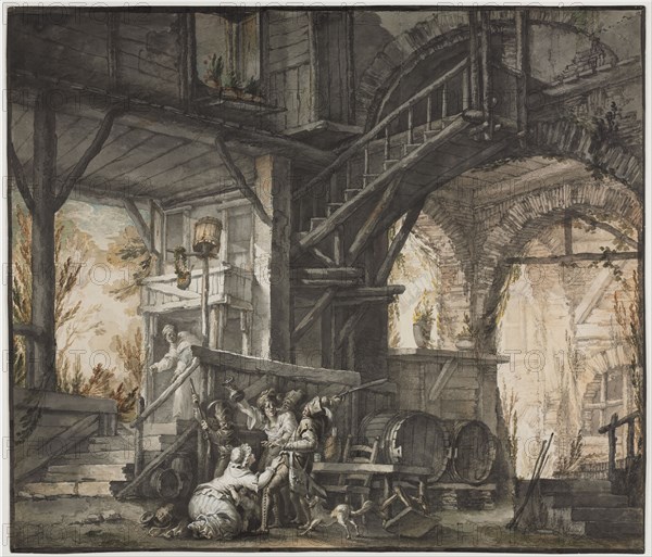 Theater Scene, c. 1775-1776. Giovanni David (Italian, 1743-1790). Watercolor and extensive point of brush work with graphite and white gouache; sheet: 47.7 x 56 cm (18 3/4 x 22 1/16 in.).