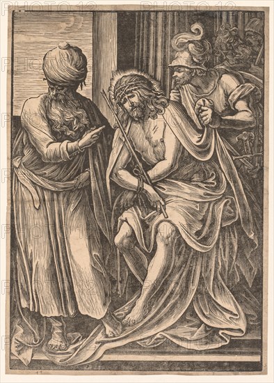 Ecce Homo , late 1500s-early 1600s. Giuseppe Scolari (Italian). Woodcut; sheet: 50.5 x 36.1 cm (19 7/8 x 14 3/16 in.); image: 49.2 x 34.8 cm (19 3/8 x 13 11/16 in.).