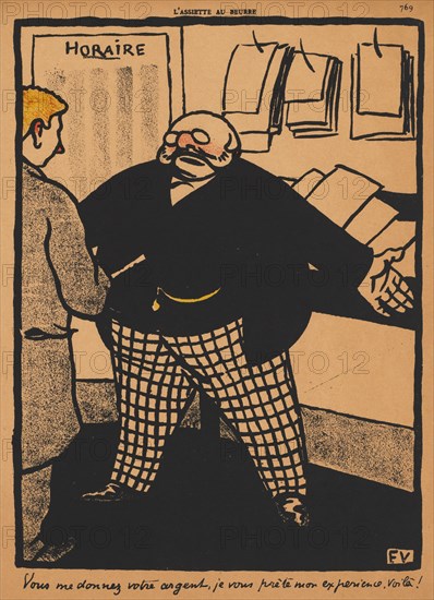 L'Assiete au Beurre: Crimes and Punishments XII, 759: You give me your money, 1869. Félix Vallotton (French, 1865-1925). Color lithograph