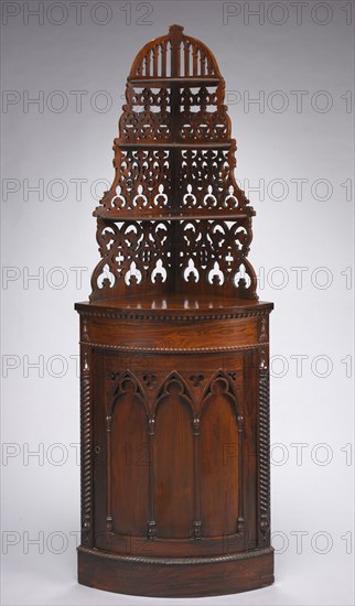 Corner Cabinet (Étagère), c. 1840-1850. America, probably New York, American Gothic Revival, 19th century. Rosewood; overall: 191.8 x 67.3 x 48.3 cm (75 1/2 x 26 1/2 x 19 in.).