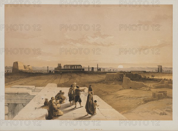 Egypt and Nubia, Volume I: Ruins of Karnac, 1847. Louis Haghe (British, 1806-1885), F.G.Moon, 20 Threadneedle Street, London, after David Roberts (British, 1796-1864). Color lithograph; sheet: 43 x 60.4 cm (16 15/16 x 23 3/4 in.); image: 35.2 x 51 cm (13 7/8 x 20 1/16 in.).