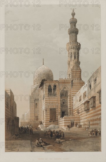 Egypt and Nubia, Volume III: Tombs of the Khalifs, Cairo, 1848. Louis Haghe (British, 1806-1885), F.G.Moon, 20 Threadneedle Street, London, after David Roberts (British, 1796-1864). Color lithograph; sheet: 43 x 60.2 cm (16 15/16 x 23 11/16 in.); image: 33.6 x 51.1 cm (13 1/4 x 20 1/8 in.).