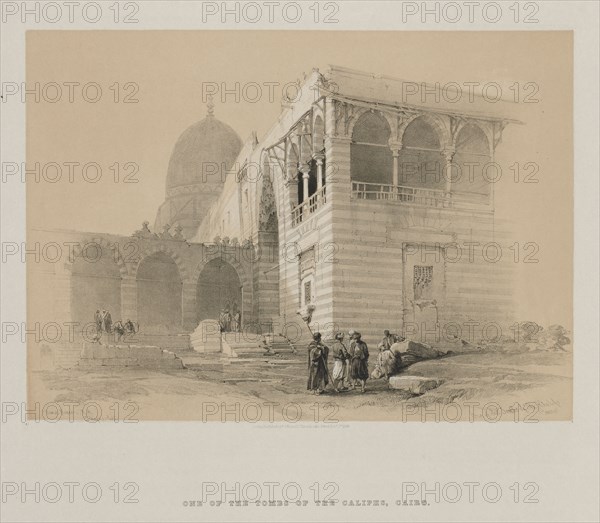 Egypt and Nubia, Volume III: One of the Tombs of the Khalifs, Cairo, 1848. Louis Haghe (British, 1806-1885), F.G.Moon, 20 Threadneedle Street, London, after David Roberts (British, 1796-1864). Color lithograph; sheet: 41 x 42.9 cm (16 1/8 x 16 7/8 in.); image: 24.6 x 34.3 cm (9 11/16 x 13 1/2 in.)
