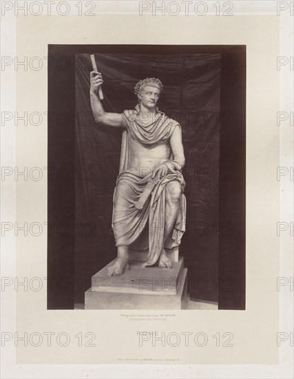 Statue de Tibere, Vatican, c. 1860. Charles Soulier (French, 1840-1875). Albumen print from a collodion negative; image: 40.7 x 30.5 cm (16 x 12 in.); paper: 40.7 x 30.5 cm (16 x 12 in.); mounted, primary: 53.8 x 40.5 cm (21 3/16 x 15 15/16 in.); mounted, secondary: 74.8 x 56 cm (29 7/16 x 22 1/16 in.).
