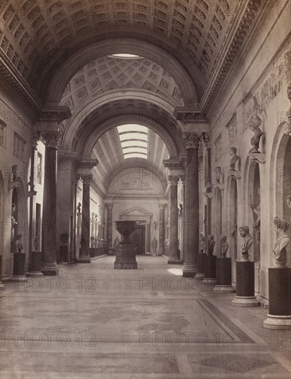 Vatican: Galerie Nuovo Braccio, c. 1860. Charles Soulier (French, 1840-1875). Albumen print from a collodion negative; image: 25 x 19.2 cm (9 13/16 x 7 9/16 in.); paper: 25 x 19.2 cm (9 13/16 x 7 9/16 in.); matted: 61 x 50.8 cm (24 x 20 in.); mounted, primary: 33.4 x 24.5 cm (13 1/8 x 9 5/8 in.); mounted, secondary: 56.1 x 40 cm (22 1/16 x 15 3/4 in.)