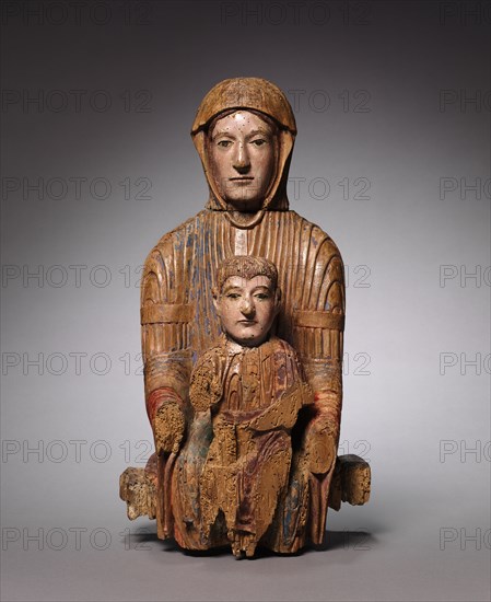 Virgin and Child in Majesty, c. 1150-1200. France, Auvergne, 2nd half of the 12th century. Polychrome wood (walnut); overall: 40 x 22 x 24 cm (15 3/4 x 8 11/16 x 9 7/16 in.).