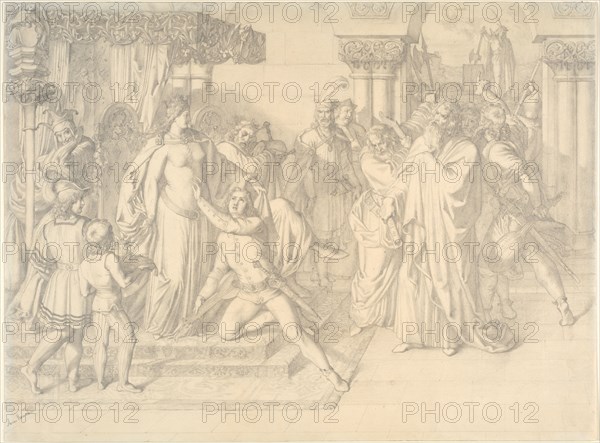 Singers' Contest on the Wartburg, c. 1853. Anton Romako (Austrian, 1832-1889). Graphite; sheet: 39.4 x 52.8 cm (15 1/2 x 20 13/16 in.).