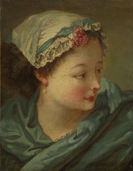 Head of a Young Woman, early 1730s. François Boucher (French, 1703-1770). Oil on canvas; framed: 47 x 40 x 6 cm (18 1/2 x 15 3/4 x 2 3/8 in.); unframed: 32.4 x 25.6 cm (12 3/4 x 10 1/16 in.).