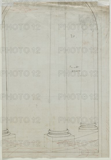 Architectural Drawing of Columns (verso), c. 1810-1820. Pietro Fancelli (Italian, 1764-1850). Pen and brown ink; sheet: 49.2 x 34.3 cm (19 3/8 x 13 1/2 in.).