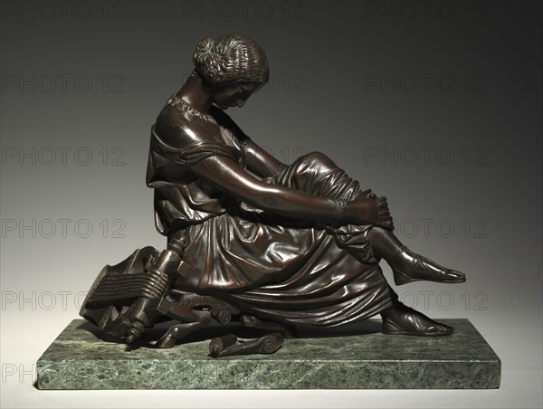 Sappho: Portrait of a Woman (Louise Colet), c. 1830. James Pradier (Swiss, 1790-1852). Bronze; overall: 24.7 x 32 x 17.5 cm (9 3/4 x 12 5/8 x 6 7/8 in.)
