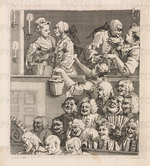 The Laughing Audience, 1733. William Hogarth (British, 1697-1764). Etching; sheet: 24.4 x 19.9 cm (9 5/8 x 7 13/16 in.); platemark: 18.6 x 17 cm (7 5/16 x 6 11/16 in.); border: 17.7 x 15.7 cm (6 15/16 x 6 3/16 in.)