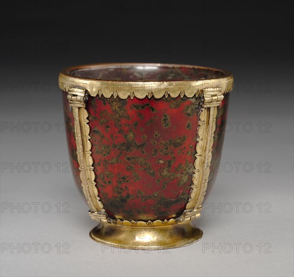 Calyx (Chalice), 900s-1000s. Byzantium, Middle Byzantine (843-1261). Blood jasper (heliotrope) with gilt-copper mounts; overall: 7.7 cm (3 1/16 in.).
