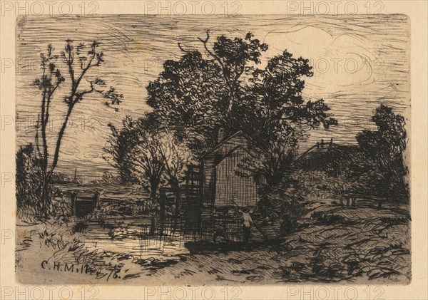 [Cottage and Two Figures in a Boat], 1878. Charles Henry Miller (American, 1842-1922). Etching and drypoint; sheet: 19.1 x 27.3 cm (7 1/2 x 10 3/4 in.); platemark: 12.7 x 18.5 cm (5 x 7 5/16 in.)