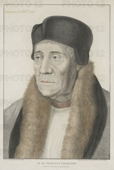 Waramus Arch Bishop of Canterbury, 1795. Francesco Bartolozzi (British, 1727-1815), after Hans Holbein (German, c. 1465-1524). Stipple engraving; sheet: 55.1 x 42.3 cm (21 11/16 x 16 5/8 in.); platemark: 48.2 x 32.9 cm (19 x 12 15/16 in.).
