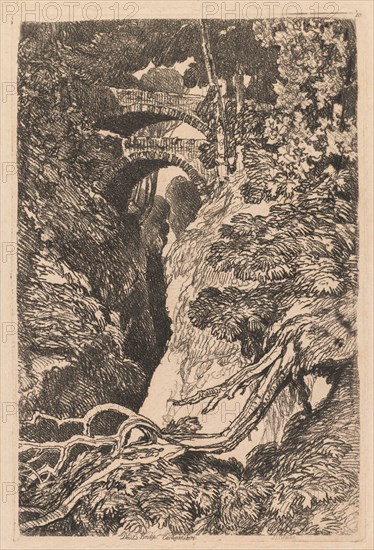 Devil's Bridge, Cardiganshire, 1837. John Sell Cotman (British, 1782-1842). Softground etching and roulette; sheet: 47.7 x 30.9 cm (18 3/4 x 12 3/16 in.); platemark: 18.9 x 12.6 cm (7 7/16 x 4 15/16 in.)