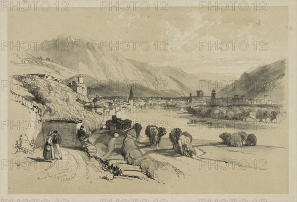Sketches at Home and Abroad: General View of Trento, 1834. James Duffield Harding (British, 1798-1863). Lithograph with tint stone; sheet: 36 x 52.3 cm (14 3/16 x 20 9/16 in.); image: 26.3 x 39.4 cm (10 3/8 x 15 1/2 in.)