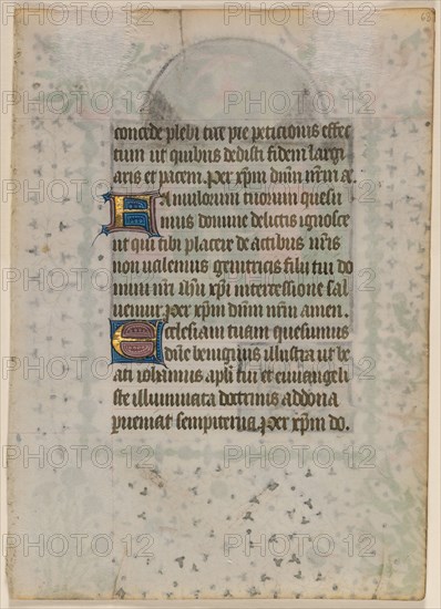Leaf from a Book of Hours: Text (verso), c. 1410-20. Boethius Illuminator (French). Ink, tempera and gold on vellum; leaf: 17 x 12.1 cm (6 11/16 x 4 3/4 in.)