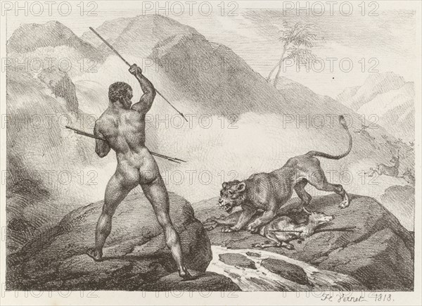 African Hunter (Chasseur Africain), 1818. Horace Vernet (French, 1789-1863). Lithograph; sheet: 27.5 x 42.5 cm (10 13/16 x 16 3/4 in.); image: 12.2 x 17.7 cm (4 13/16 x 6 15/16 in.)