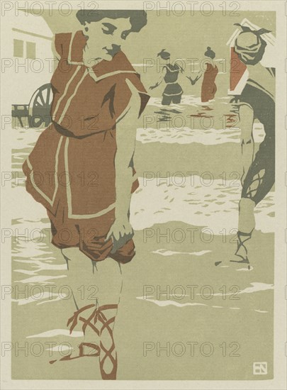 Bathers, c. 1900. Hans von Newmann (German, 1873-1957). Color woodcut; sheet: 27 x 19.8 cm (10 5/8 x 7 13/16 in.); image: 23.6 x 16.8 cm (9 5/16 x 6 5/8 in.)