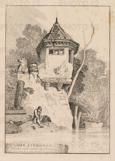 Liber Studiorum; Frontispiece, View of a Garden House on the Banks of the River Yare, 1838. John Sell Cotman (British, 1782-1842). Softground etching, from a bound volume containing 48 plates; sheet: 49.7 x 31.9 cm (19 9/16 x 12 9/16 in.); platemark: 30.4 x 21.5 cm (11 15/16 x 8 7/16 in.); to borderline: 28.9 x 20.5 cm (11 3/8 x 8 1/16 in.)