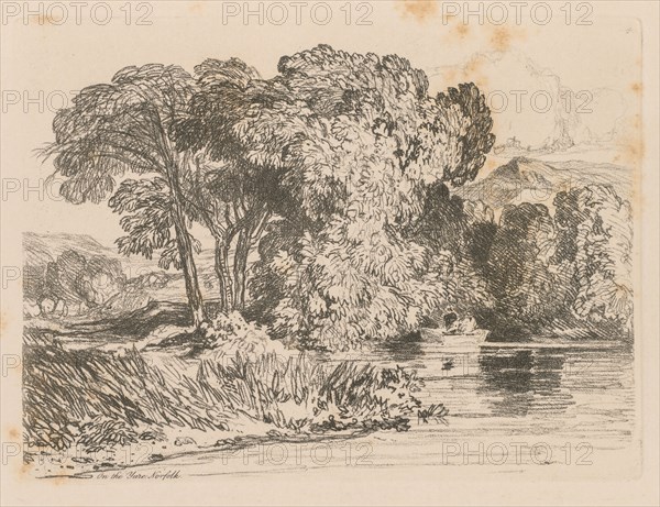 Liber Studiorum: Plate 4, View on the Yare, Norfolk, 1838. John Sell Cotman (British, 1782-1842). Softground etching, from a bound volume containing 48 plates; sheet: 49.6 x 32 cm (19 1/2 x 12 5/8 in.); platemark: 15.1 x 20.4 cm (5 15/16 x 8 1/16 in.)