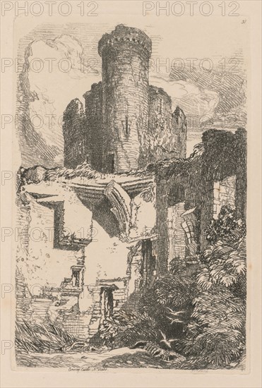 Liber Studiorum: Plate 31, Conway Castle, N. Wales, 1838. John Sell Cotman (British, 1782-1842). Softground etching, from a bound volume containing 48 plates; sheet: 49.6 x 32 cm (19 1/2 x 12 5/8 in.); platemark: 18.9 x 12.6 cm (7 7/16 x 4 15/16 in.).