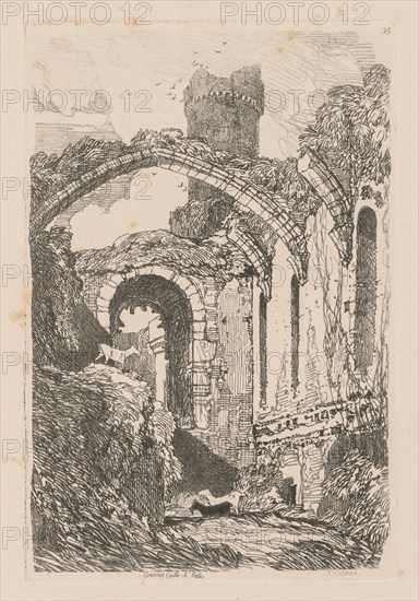 Liber Studiorum: Plate 33, Conway Castle, N. Wales, 1838. John Sell Cotman (British, 1782-1842). Softground etching, from a bound volume containing 48 plates; sheet: 49.6 x 32 cm (19 1/2 x 12 5/8 in.); platemark: 18.9 x 12.6 cm (7 7/16 x 4 15/16 in.).