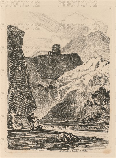 Liber Studiorum: Plate 12, Dolbadern Castle, Llanberris Lake, North Wales, 1838. John Sell Cotman (British, 1782-1842). Softground etching, from a bound volume containing 48 plates; sheet: 49.6 x 32 cm (19 1/2 x 12 5/8 in.); platemark: 17.5 x 12.7 cm (6 7/8 x 5 in.).