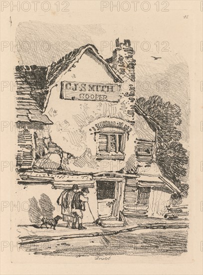Liber Studiorum: Plate 41, House at Bristol, 1838. John Sell Cotman (British, 1782-1842). Softground etching, from a bound volume containing 48 plates; sheet: 49.6 x 32 cm (19 1/2 x 12 5/8 in.); platemark: 17.6 x 12.8 cm (6 15/16 x 5 1/16 in.).