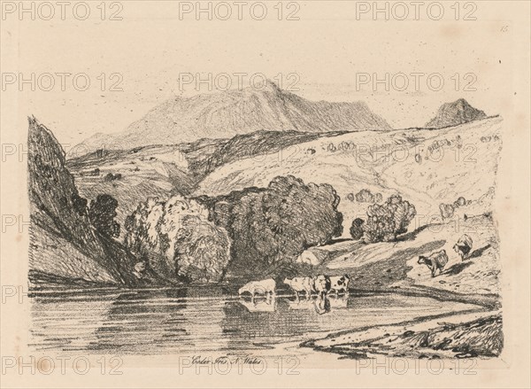 Liber Studiorum: Plate 15, Cader Iris, North Wales, 1838. John Sell Cotman (British, 1782-1842). Softground etching, from a bound volume containing 48 plates; sheet: 49.7 x 32 cm (19 9/16 x 12 5/8 in.); platemark: 12.5 x 17.7 cm (4 15/16 x 6 15/16 in.).