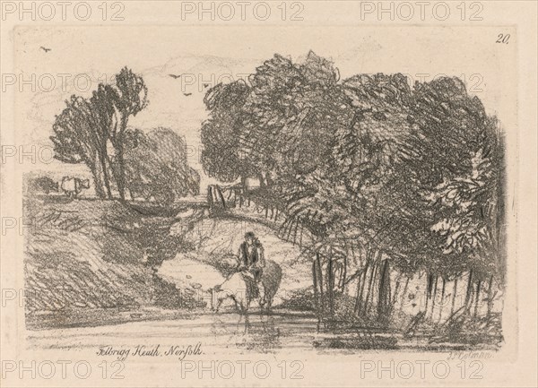 Liber Studiorum: Plate 20, Felbrigg Heath, Norfolk, 1838. John Sell Cotman (British, 1782-1842). Softground etching, from a bound volume containing 48 plates; sheet: 49.6 x 32 cm (19 1/2 x 12 5/8 in.); platemark: 7.6 x 11.3 cm (3 x 4 7/16 in.)