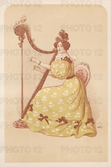 L'Estampe Moderne: La Romance, 1898. Auguste Roedel (French, 1859-1900), Imprimerie Champenois. Color lithograph from bound volume containing 50 lithographs, each with a tissue paper guard; sheet: 40.1 x 30.4 cm (15 13/16 x 11 15/16 in.); image: 34.2 x 22.6 cm (13 7/16 x 8 7/8 in.)