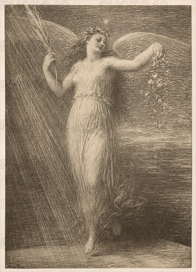 L'Estampe Moderne: Immortalité, 1898. Henri Fantin-Latour (French, 1836-1904), Imprimerie Champenois. Lithograph from bound volume containing 50 lithographs, each with a tissue paper guard; sheet: 40.3 x 30.6 cm (15 7/8 x 12 1/16 in.); image: 34.6 x 24.6 cm (13 5/8 x 9 11/16 in.).