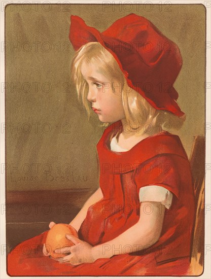 L'Estampe Moderne: Fillette à l'Orange, 1899. Louise Breslau (Swiss, 1856-1927), Imprimerie Champenois. Color lithograph from bound volume containing 50 lithographs, each with a tissue paper guard; sheet: 40 x 30.6 cm (15 3/4 x 12 1/16 in.); image: 32.8 x 24.1 cm (12 15/16 x 9 1/2 in.).